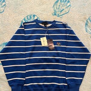 [BNWT] Vintage 80s Ralph Lauren Blue and White Striped Crewneck Sweatshirt
